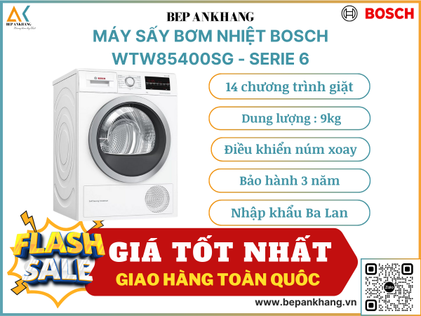 Máy sấy Bosch 9 kg WTW85400SG - serie 6